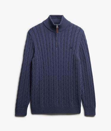 Organic Cotton Classic Cable Half-Zip Jumper Image 6