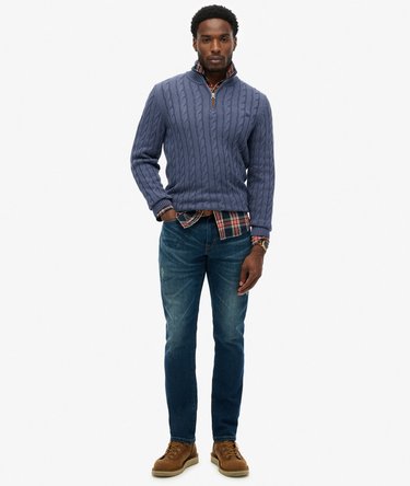 Organic Cotton Classic Cable Half-Zip Jumper Image 3