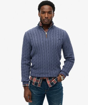 Organic Cotton Classic Cable Half-Zip Jumper Image 1
