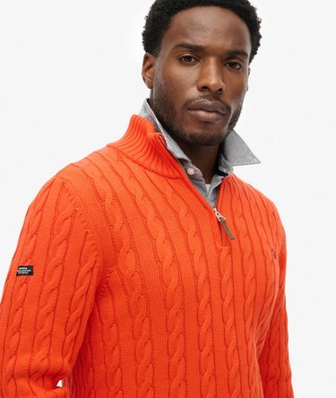 Bio-Baumwolle Klassischer Zopfmuster Pullover mit Reißverschluss Image 4