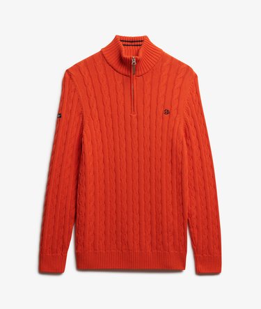 Bio-Baumwolle Klassischer Zopfmuster Pullover mit Reißverschluss Image 6
