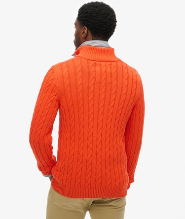 Bio-Baumwolle Klassischer Zopfmuster Pullover mit Reißverschluss Image 5