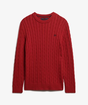 Cotton Cable Knit Crew Jumper Image 6