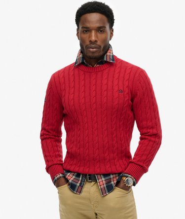 Cotton Cable Knit Crew Jumper Image 1