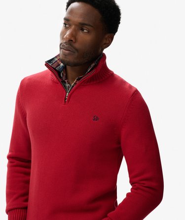 Cotton Half Zip Knit Jumper Image 2