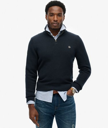 Strickpullover aus Baumwolle mit halbem Reißverschluss Image 1