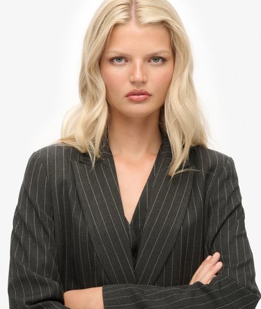 Pinstripe Boyfriend Blazer Image 5