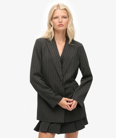 Pinstripe Boyfriend Blazer Image 1