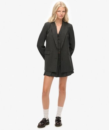 Pinstripe Boyfriend Blazer Image 4