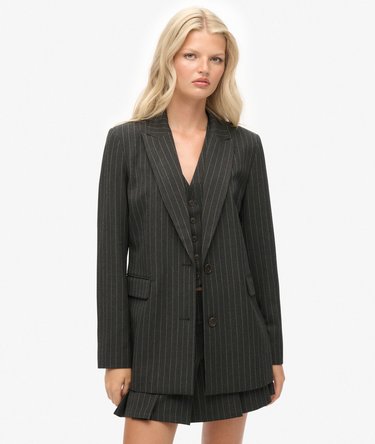 Pinstripe Boyfriend Blazer Image 3