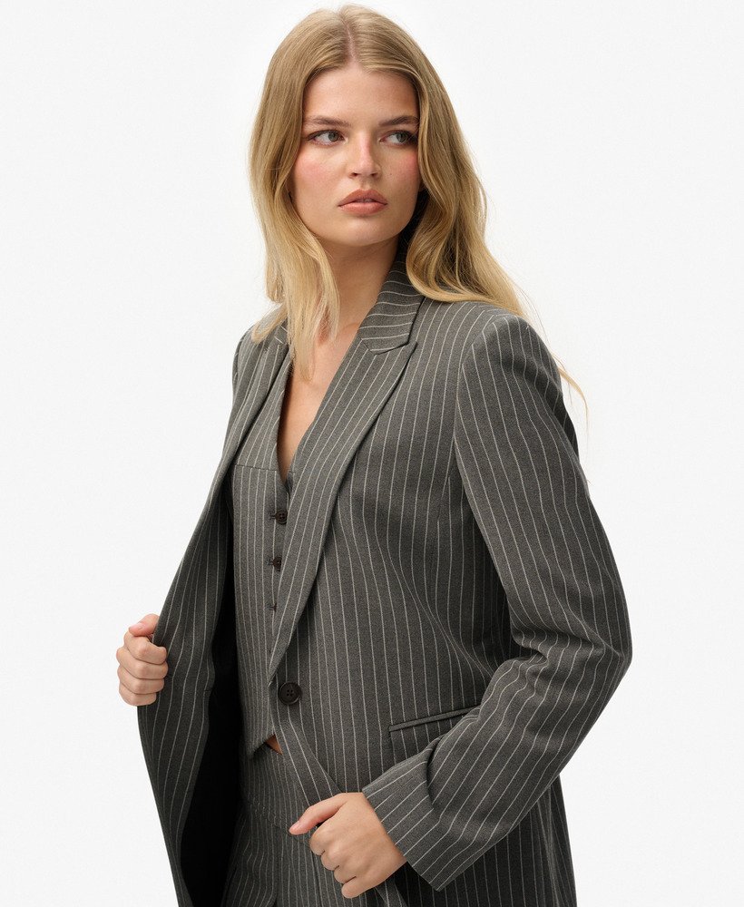 Grey Pinstripe Blazer main image 1