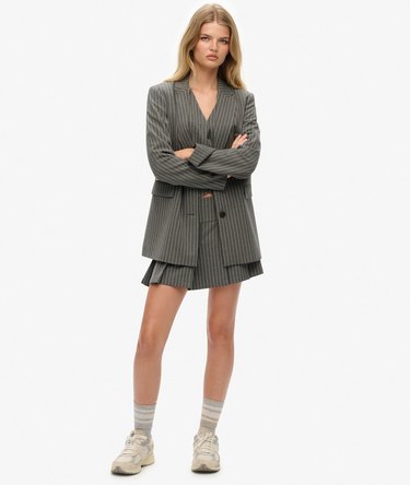 Pinstripe Boyfriend Blazer Image 3