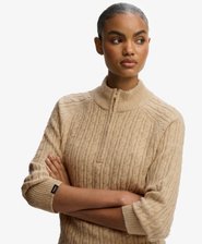 Brushed Cable Knit Henley Jumper