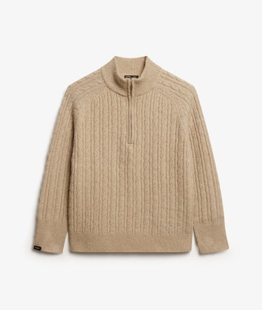Brushed Cable Knit Henley Jumper Image 6