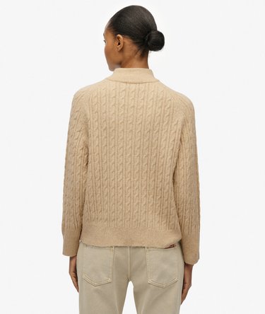 Brushed Cable Knit Henley Jumper Image 5