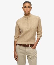 Brushed Cable Knit Henley Jumper