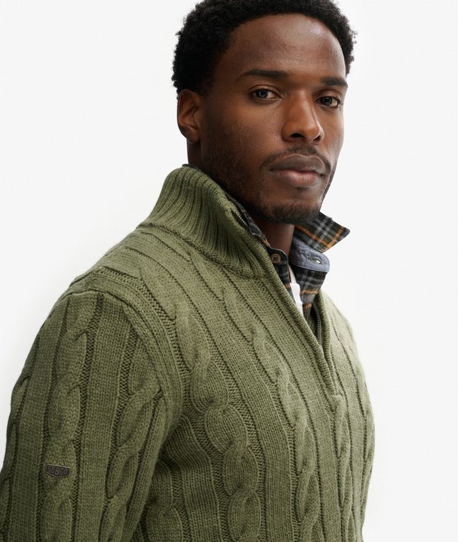 Jacob Cable Knit Half Zip Jumper