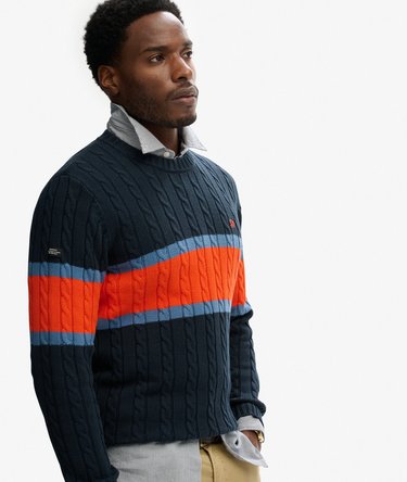 Cotton Stripe Cable Jumper Image 2