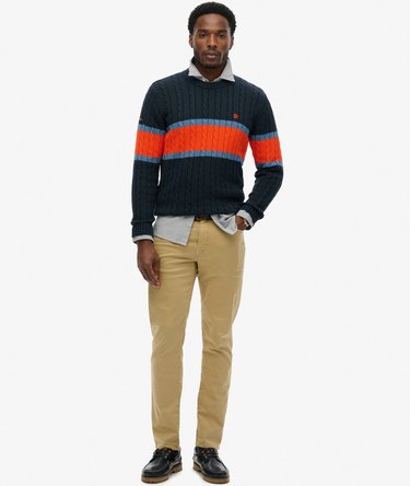 Cotton Stripe Cable Jumper Image 3