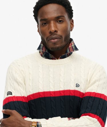 Cotton Stripe Cable Jumper Image 4