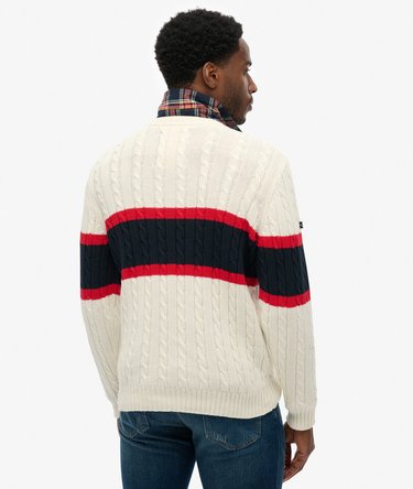 Cotton Stripe Cable Jumper Image 5