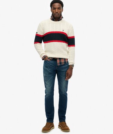 Cotton Stripe Cable Jumper Image 3
