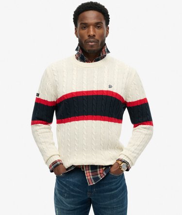 Cotton Stripe Cable Jumper Image 2