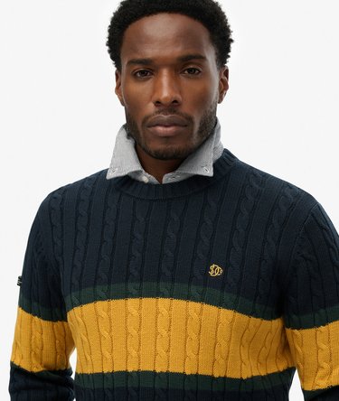 Cotton Stripe Cable Jumper Image 4