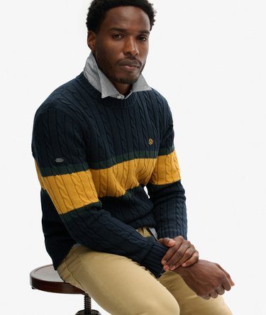 Cotton Stripe Cable Jumper Image 1