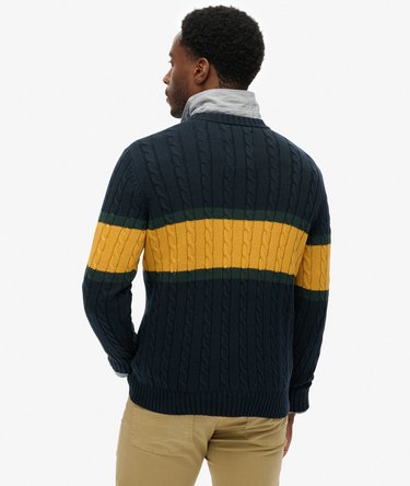 Cotton Stripe Cable Jumper Image 5