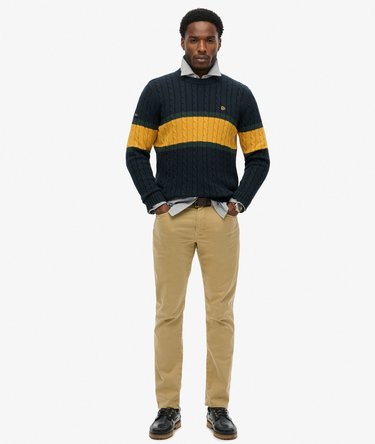 Cotton Stripe Cable Jumper Image 3