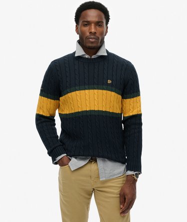 Cotton Stripe Cable Jumper Image 2