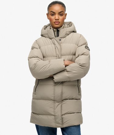 Hooded Sports Puffer Mid Length Jacket Image 5