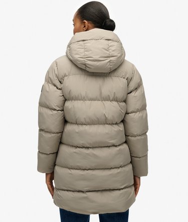 Hooded Sports Puffer Mid Length Jacket Image 6