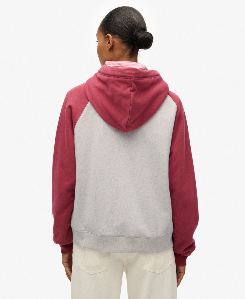 womens Essential Logo Raglan Zip Hoodie in Vintage White M