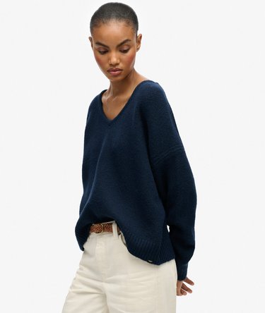 Brushed Oversized V Neck Jumper Image 2
