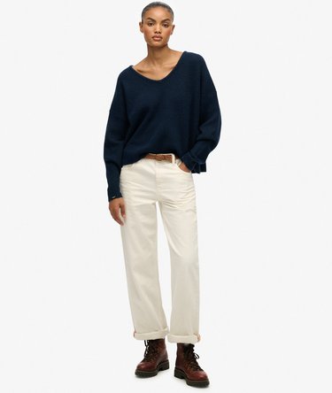 Brushed Oversized V Neck Jumper Image 3