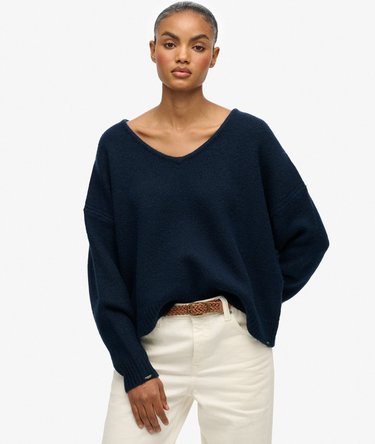 Brushed Oversized V Neck Jumper Image 1