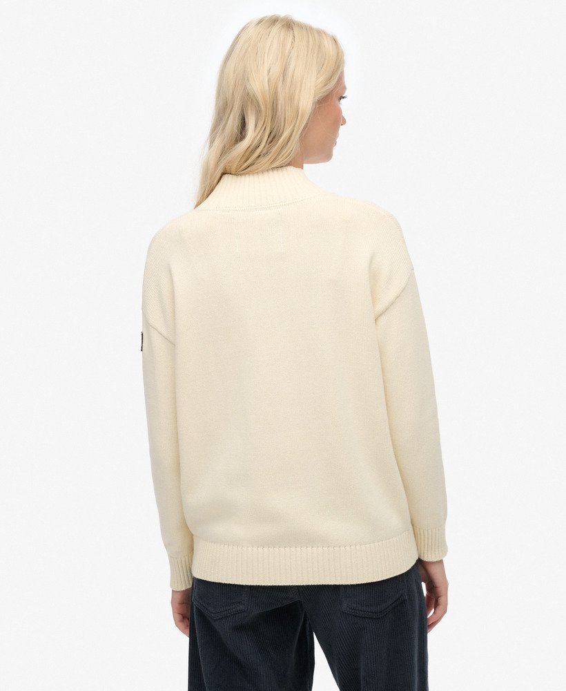 BRIEFING セーター XS ベージュ/ホワイト womens Slouchy Knitted Half Zip in Natural White | Superdry UK