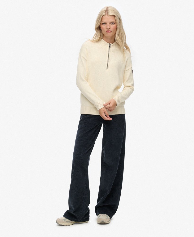 womens Slouchy Knitted Half Zip in Natural White | Superdry UK