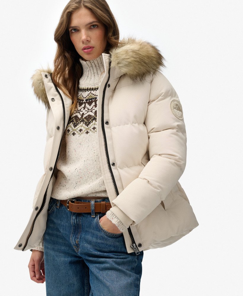 womens Everest Classic Puffer Jacket in Pink Tint | Superdry US