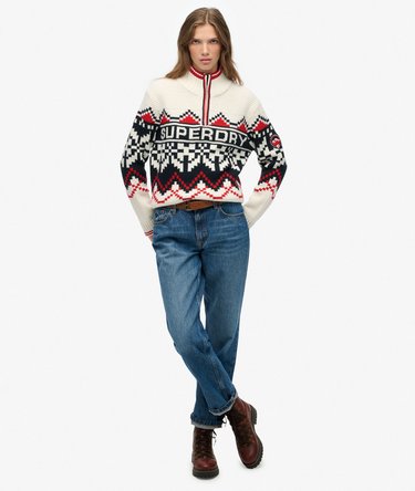 Intarsia Half Zip Jumper Image 3
