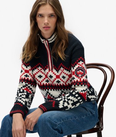 Intarsia Half Zip Jumper Image 2