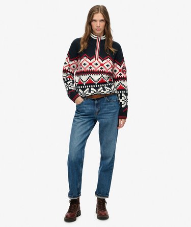 Intarsia Half Zip Jumper Image 3