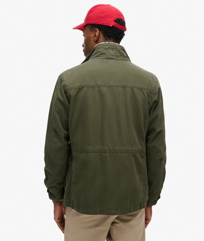 Superdry Men's Rookie Military Jacket in Khaki Green - back/detail view