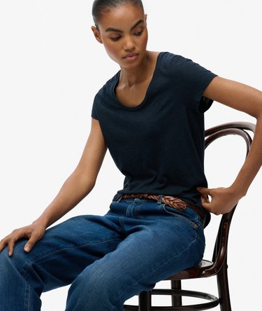 Studios T-shirt met laag uitgesneden ronde hals Image 2