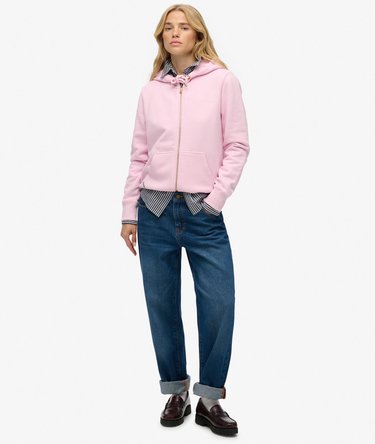 Essential Logo Zip Hoodie Half Brushed Image 3