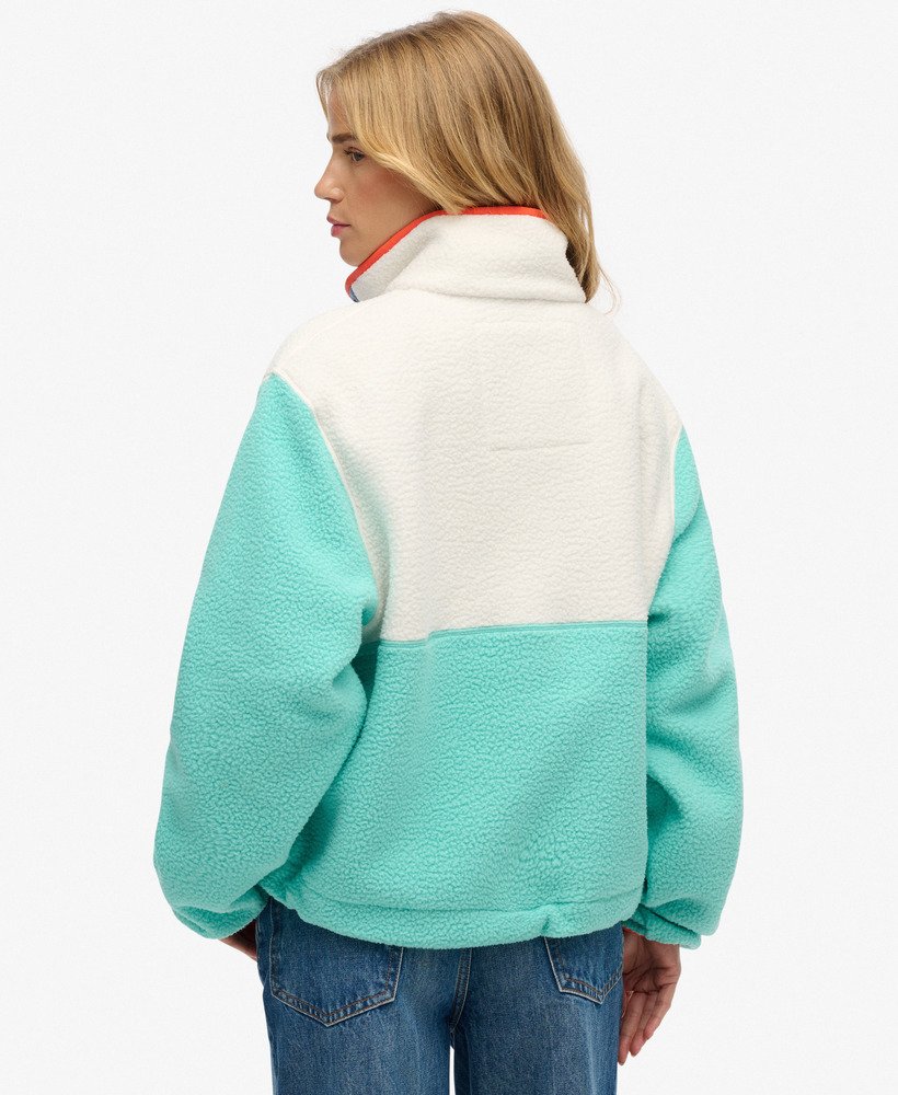 womens Colour Block Fleece Pullover in RICH TURQUOISE | Superdry US
