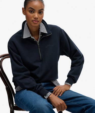 Essential Logo Garment Dye Half Zip Jumper Image 2