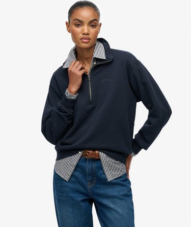 Essential Logo Garment Dye Half Zip Jumper Image 1